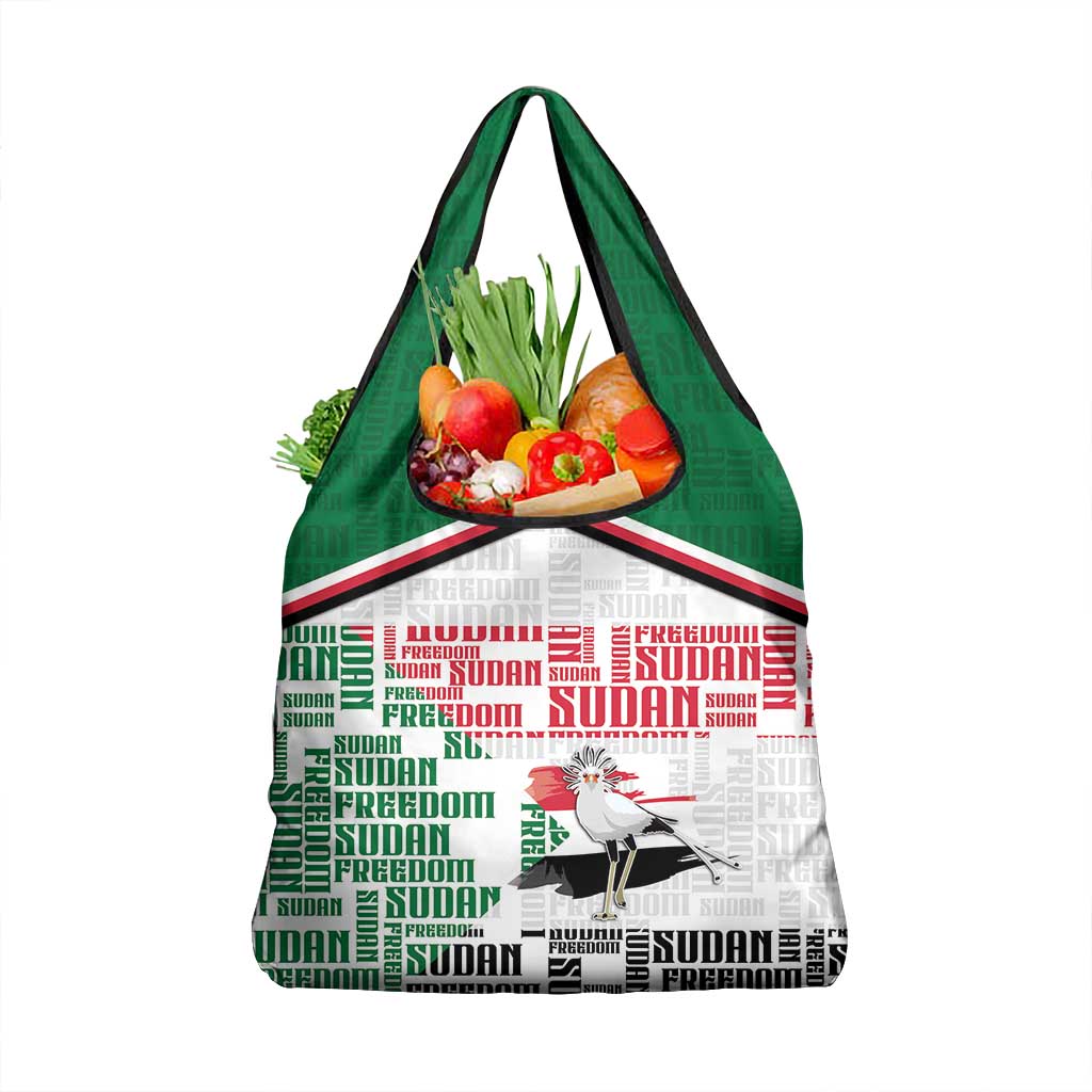 Sudan Grocery Bag Secretary Bird With Typography Patterns - Wonder Print Shop