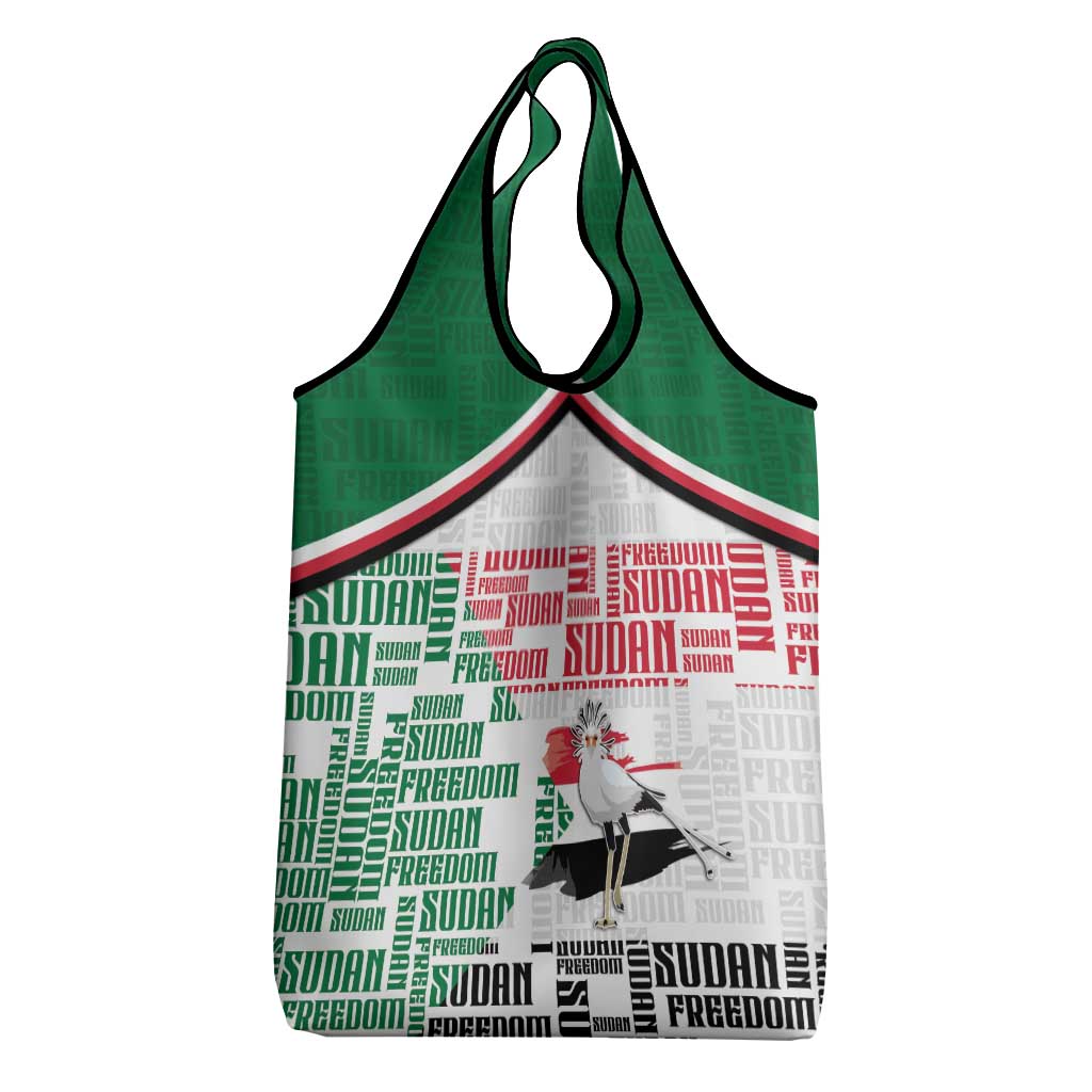 Sudan Grocery Bag Secretary Bird With Typography Patterns - Wonder Print Shop