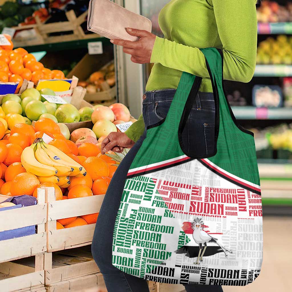 Sudan Grocery Bag Secretary Bird With Typography Patterns - Wonder Print Shop