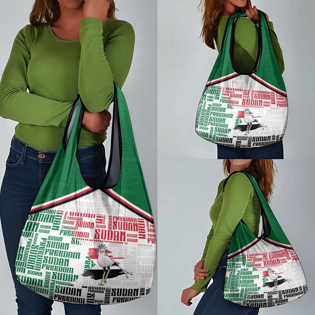 Sudan Grocery Bag Secretary Bird With Typography Patterns - Wonder Print Shop