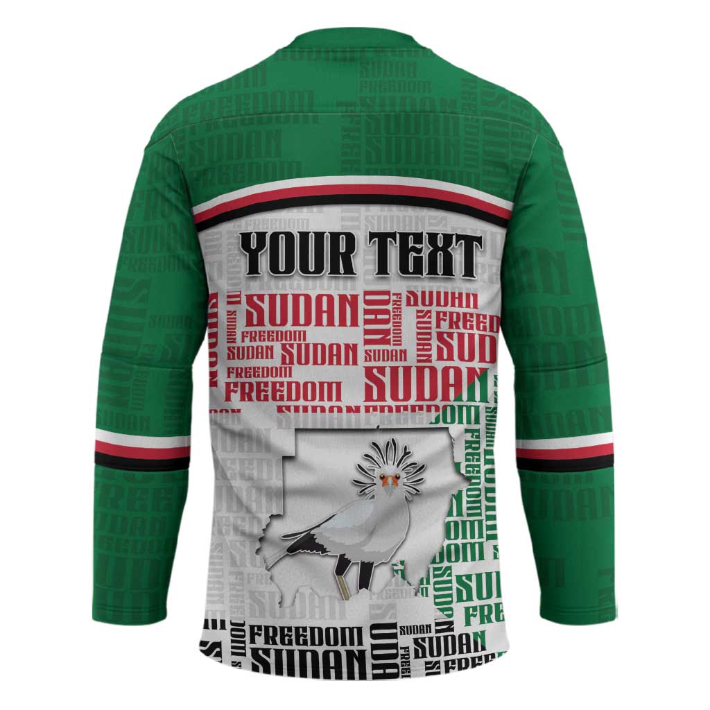 Personalized Sudan Hockey Jersey Secretary Bird With Typography Patterns - Wonder Print Shop