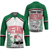 Personalized Sudan Hockey Jersey Secretary Bird With Typography Patterns - Wonder Print Shop