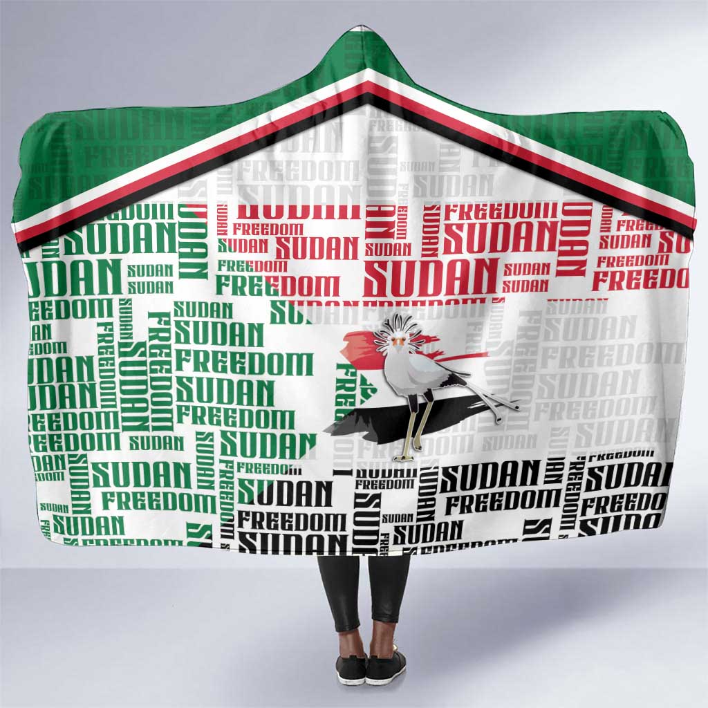 Sudan Hooded Blanket Secretary Bird With Typography Patterns - Wonder Print Shop