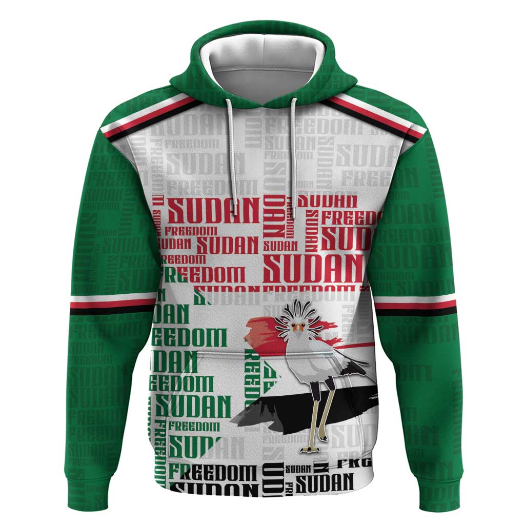 Personalized Sudan Hoodie Secretary Bird With Typography Patterns - Wonder Print Shop