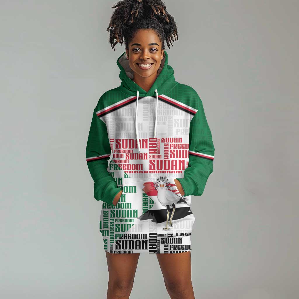 Personalized Sudan Hoodie Dress Secretary Bird With Typography Patterns - Wonder Print Shop
