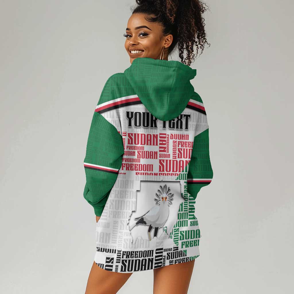 Personalized Sudan Hoodie Dress Secretary Bird With Typography Patterns - Wonder Print Shop