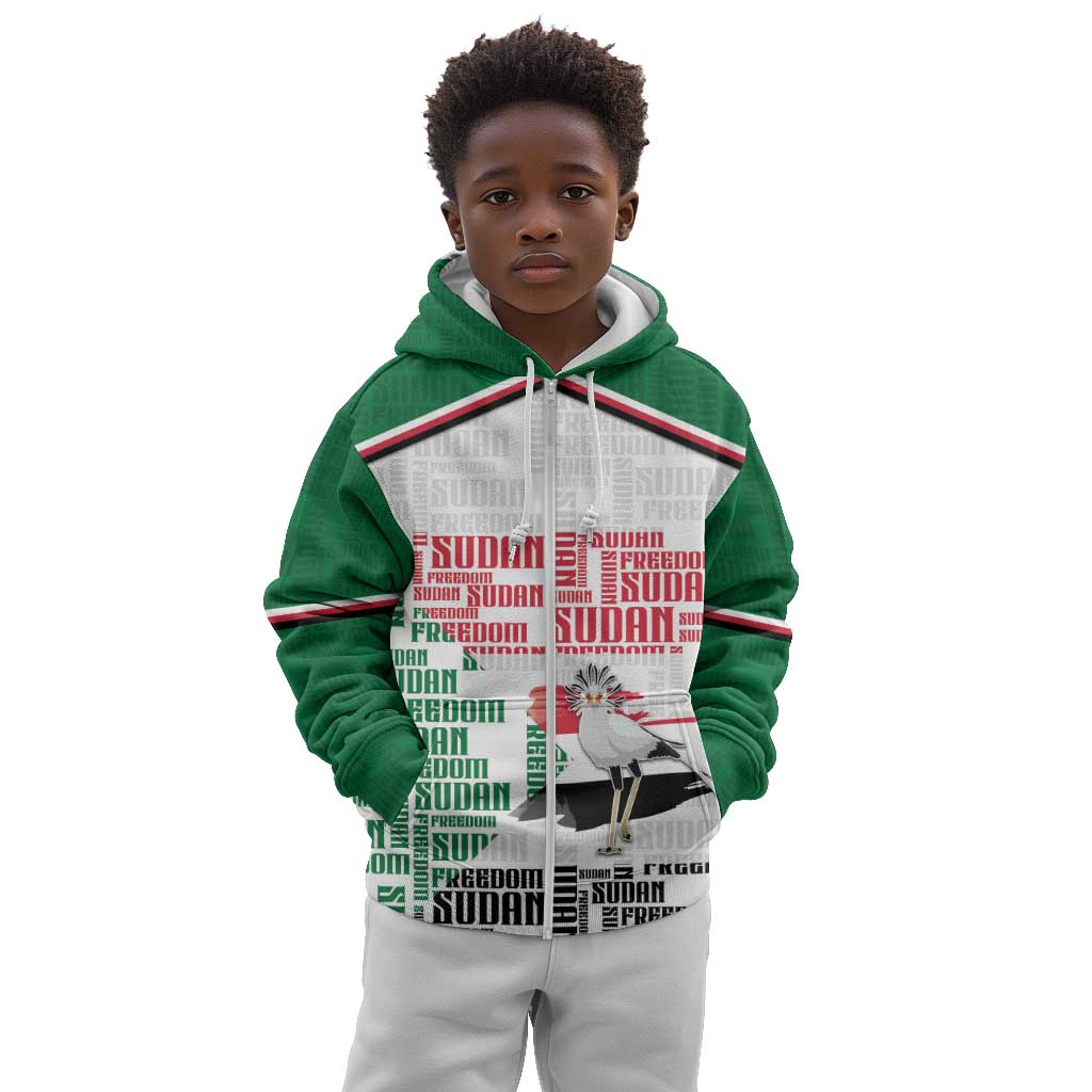 Personalized Sudan Kid Hoodie Secretary Bird With Typography Patterns - Wonder Print Shop