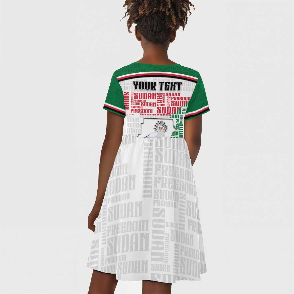 Personalized Sudan Kid Short Sleeve Dress Secretary Bird With Typography Patterns - Wonder Print Shop