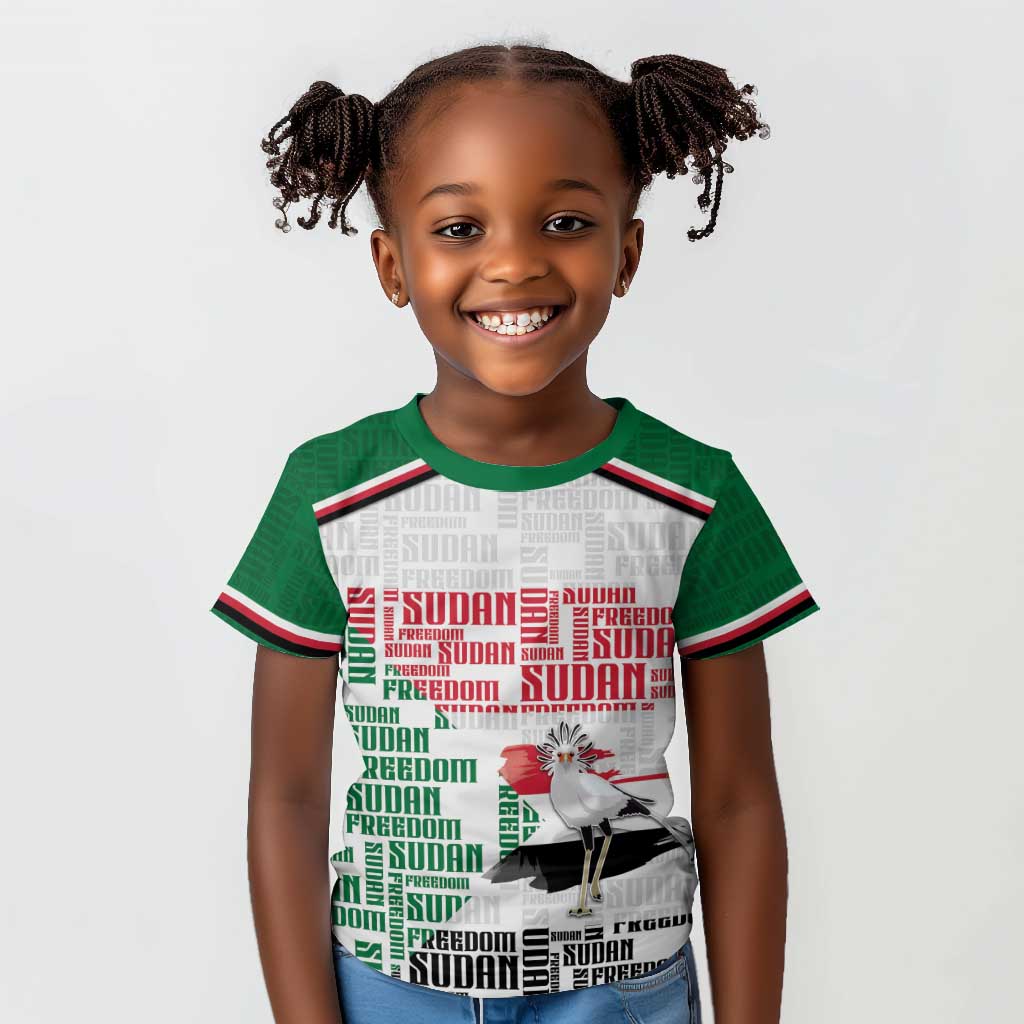 Personalized Sudan Kid T shirt Secretary Bird With Typography Patterns - Wonder Print Shop