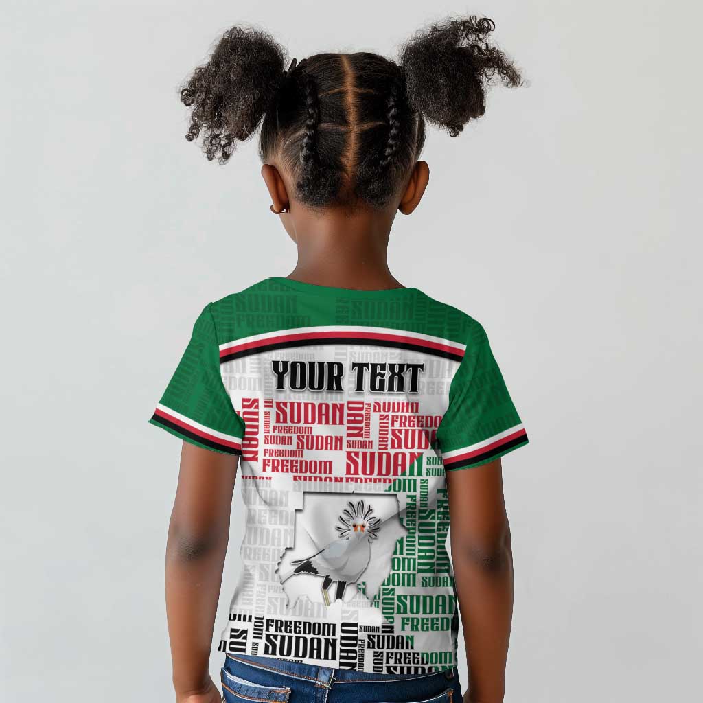 Personalized Sudan Kid T shirt Secretary Bird With Typography Patterns - Wonder Print Shop