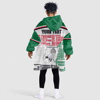 Personalized Sudan Kid Wearable Blanket Hoodie Secretary Bird With Typography Patterns - Wonder Print Shop