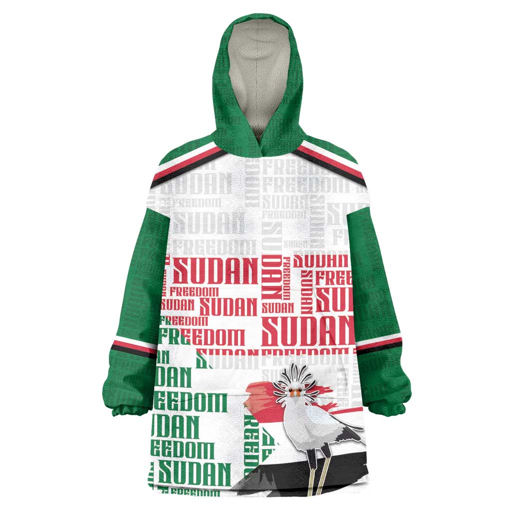 Personalized Sudan Kid Wearable Blanket Hoodie Secretary Bird With Typography Patterns - Wonder Print Shop