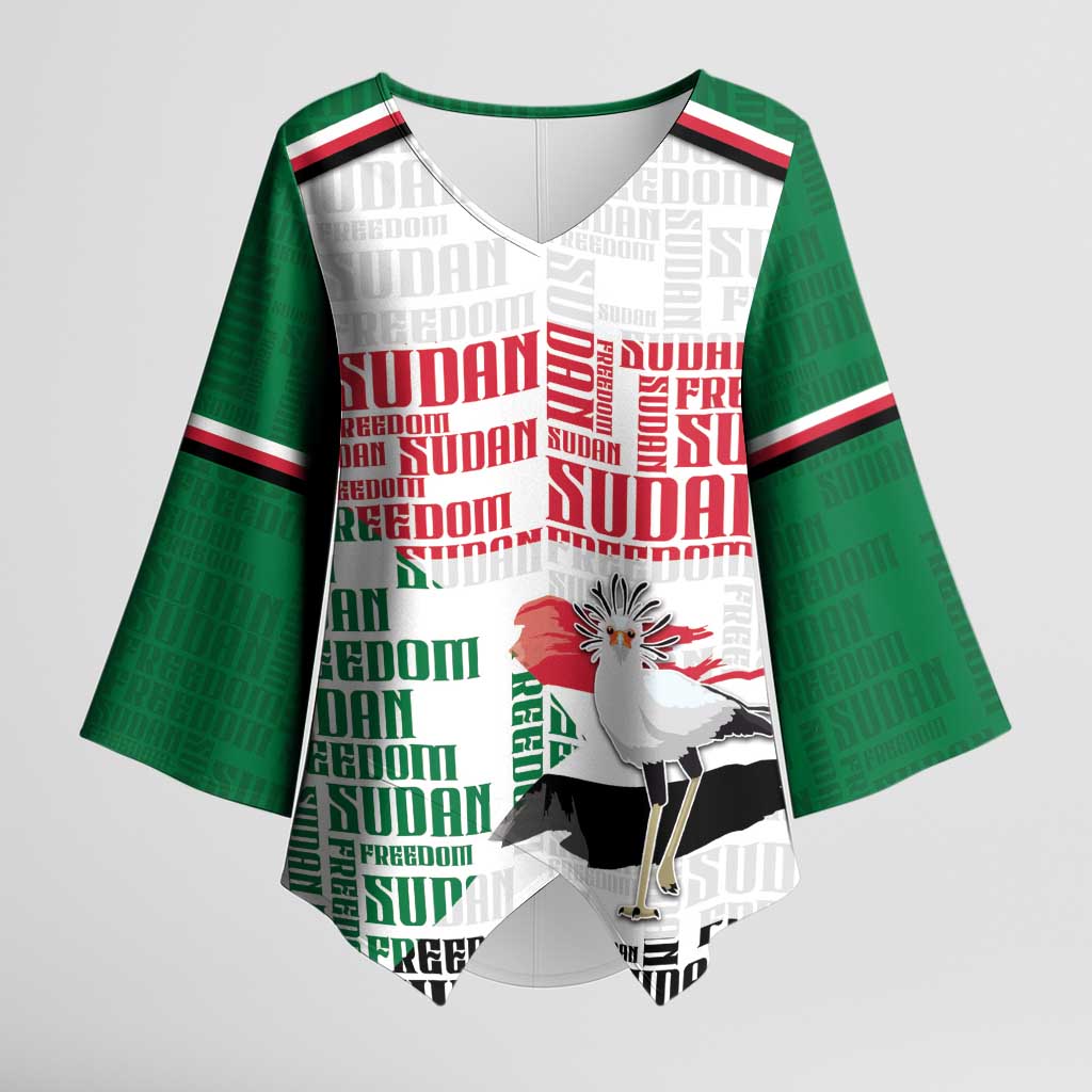 Personalized Sudan Kimono Sleeve Blouse Secretary Bird With Typography Patterns - Wonder Print Shop
