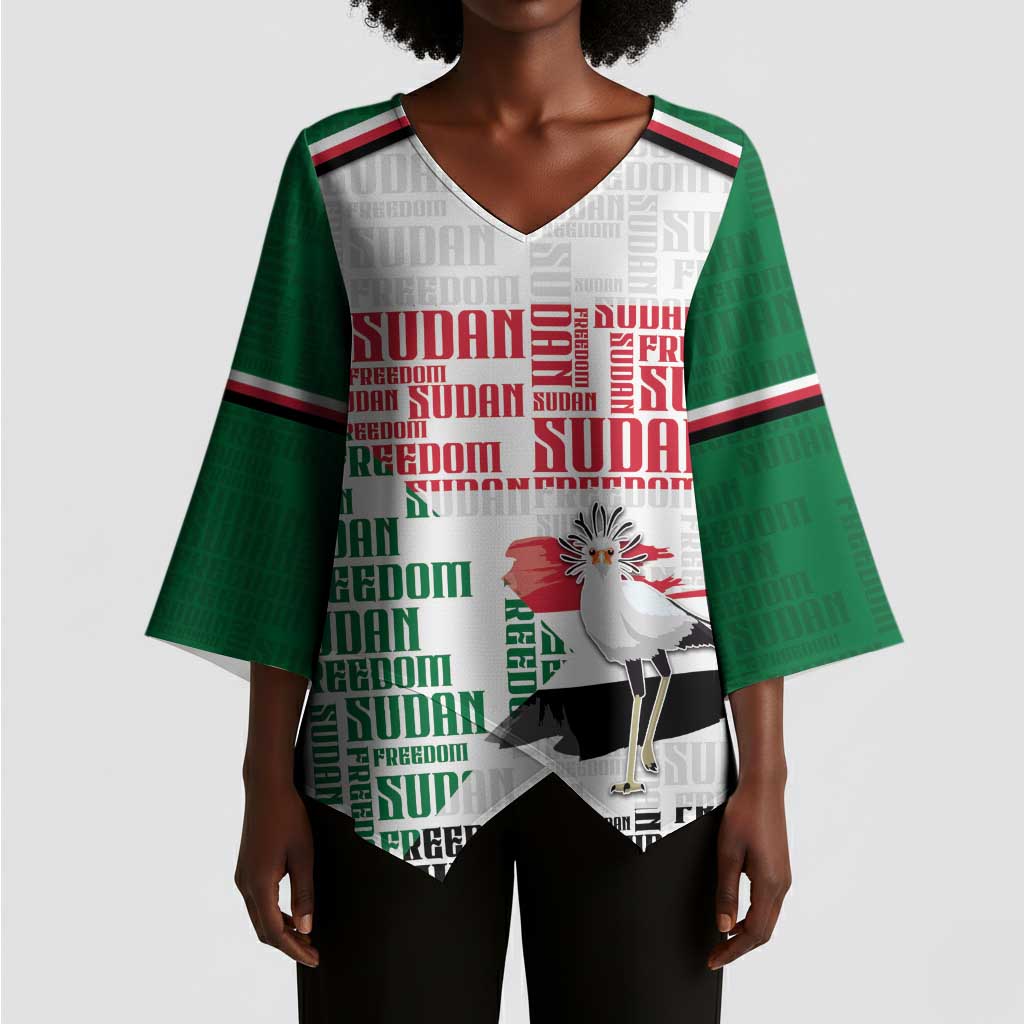 Personalized Sudan Kimono Sleeve Blouse Secretary Bird With Typography Patterns - Wonder Print Shop
