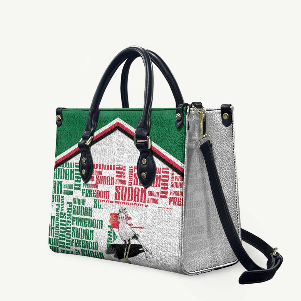 Sudan Leather Bag Secretary Bird With Typography Patterns - Wonder Print Shop
