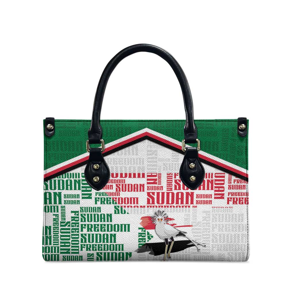 Sudan Leather Bag Secretary Bird With Typography Patterns - Wonder Print Shop