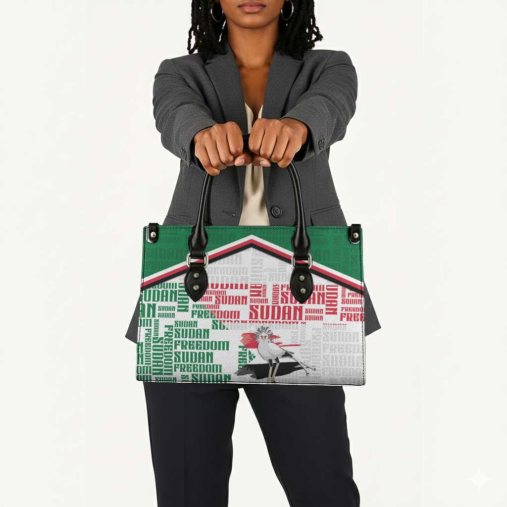 Sudan Leather Bag Secretary Bird With Typography Patterns - Wonder Print Shop