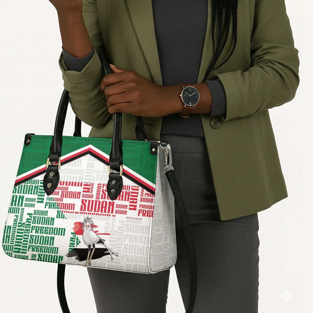 Sudan Leather Bag Secretary Bird With Typography Patterns - Wonder Print Shop
