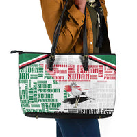 Sudan Leather Tote Bag Secretary Bird With Typography Patterns - Wonder Print Shop