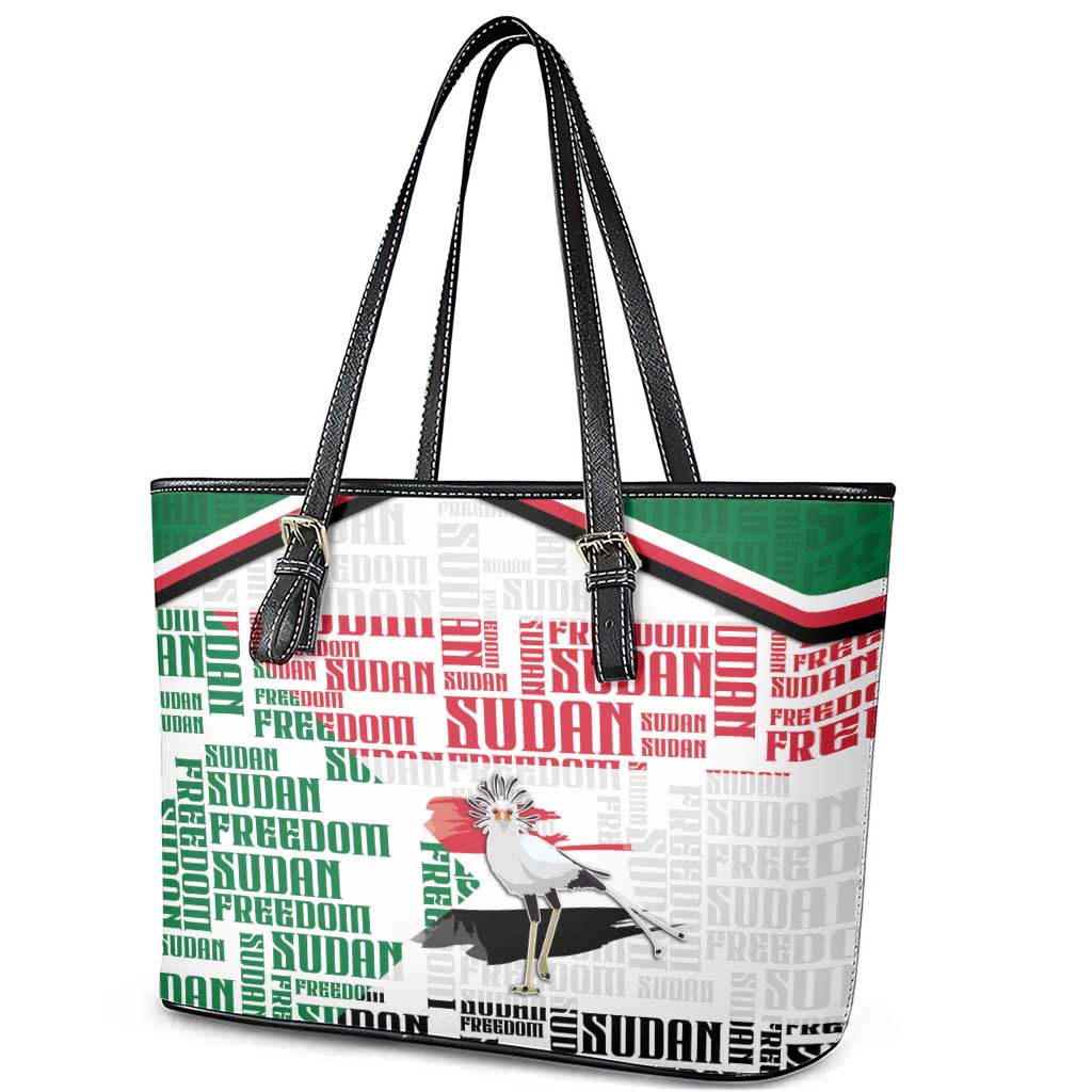 Sudan Leather Tote Bag Secretary Bird With Typography Patterns - Wonder Print Shop