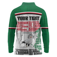 Personalized Sudan Long Sleeve Polo Shirt Secretary Bird With Typography Patterns - Wonder Print Shop