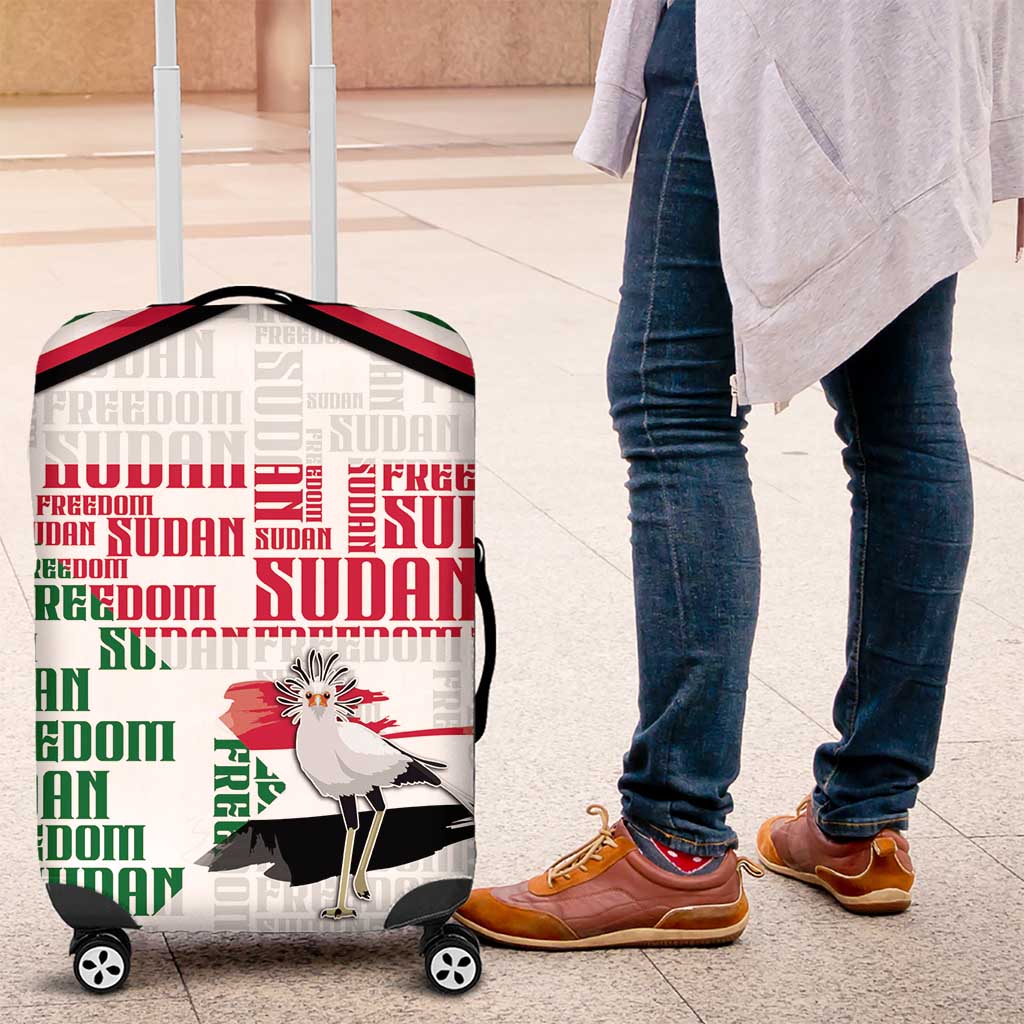Sudan Luggage Cover Secretary Bird With Typography Patterns - Wonder Print Shop