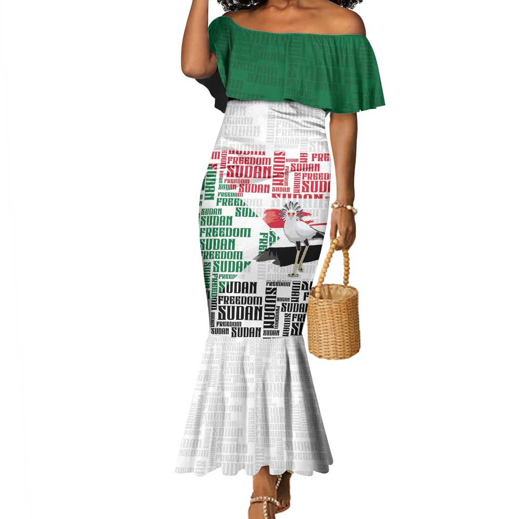 Personalized Sudan Mermaid Dress Secretary Bird With Typography Patterns - Wonder Print Shop