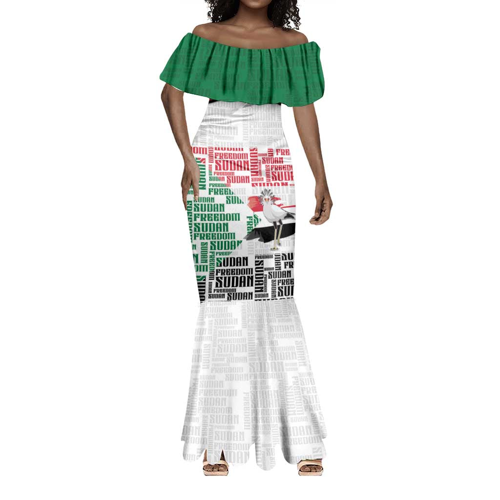 Personalized Sudan Mermaid Dress Secretary Bird With Typography Patterns - Wonder Print Shop