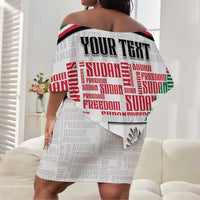 Personalized Sudan Off Shoulder Short Dress Secretary Bird With Typography Patterns - Wonder Print Shop