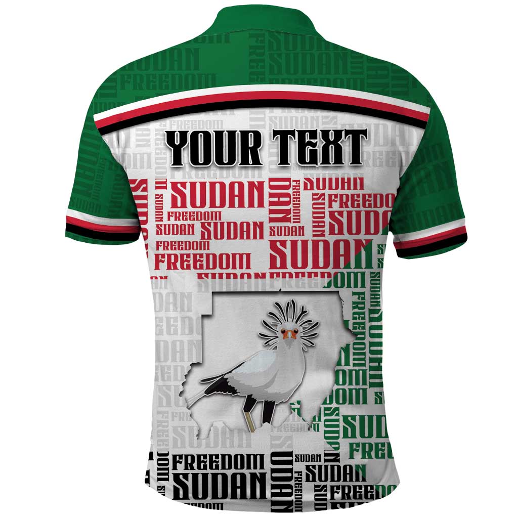 Personalized Sudan Polo Shirt Secretary Bird With Typography Patterns - Wonder Print Shop