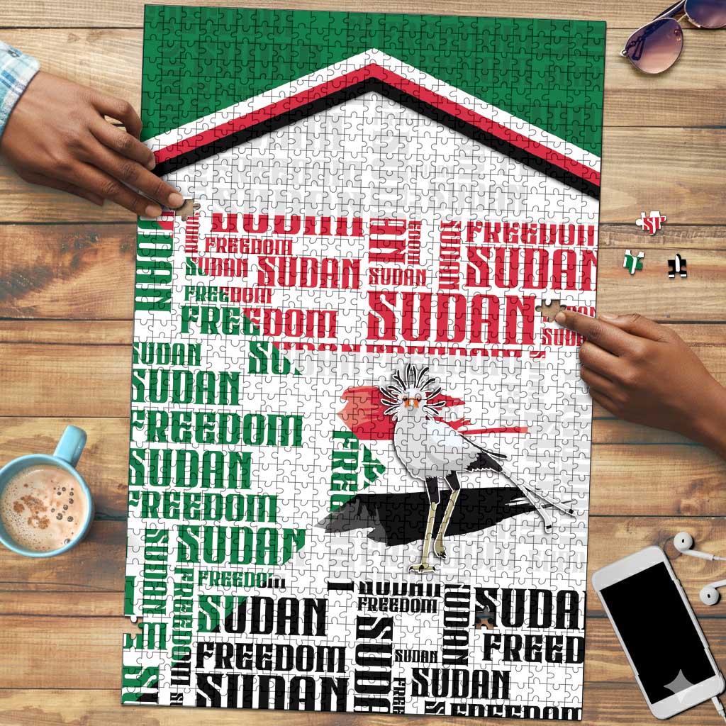 Sudan Puzzle Secretary Bird With Typography Patterns - Wonder Print Shop