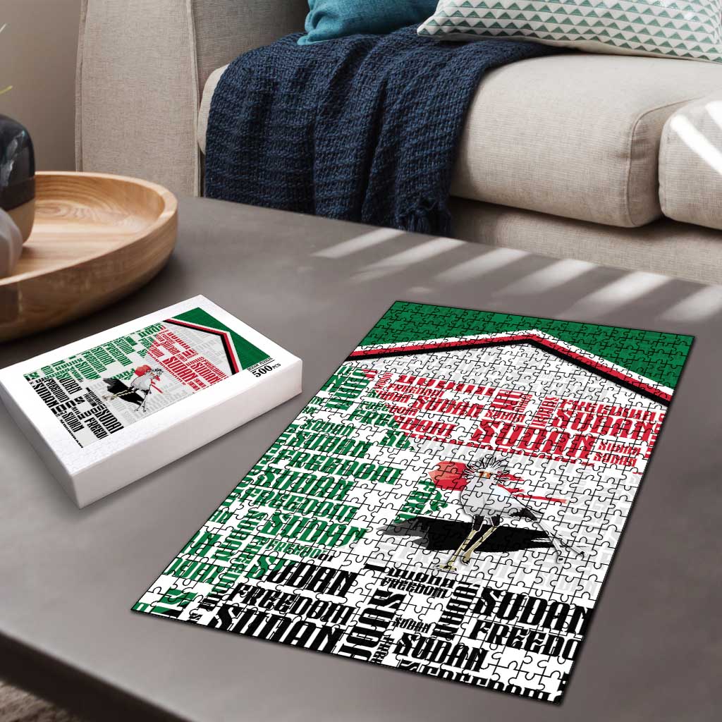 Sudan Puzzle Secretary Bird With Typography Patterns - Wonder Print Shop