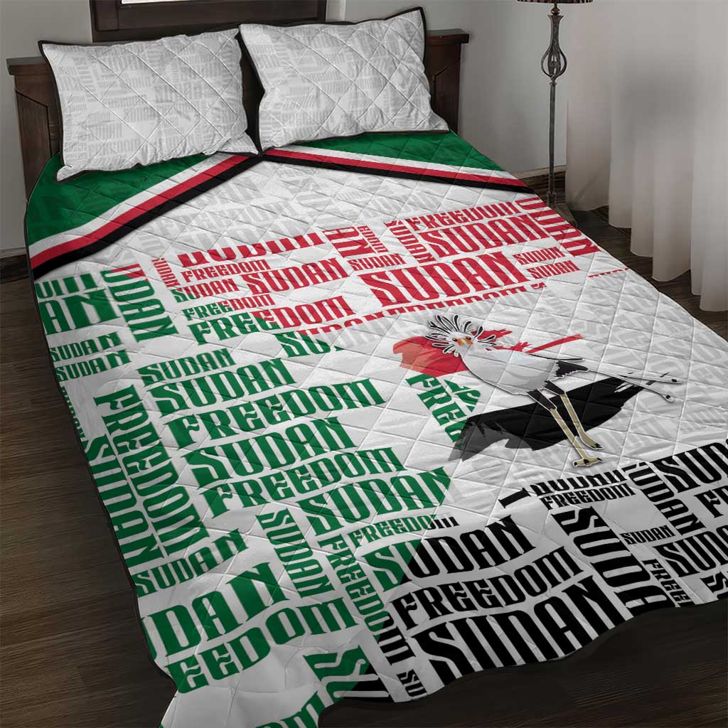 Sudan Quilt Bed Set Secretary Bird With Typography Patterns - Wonder Print Shop