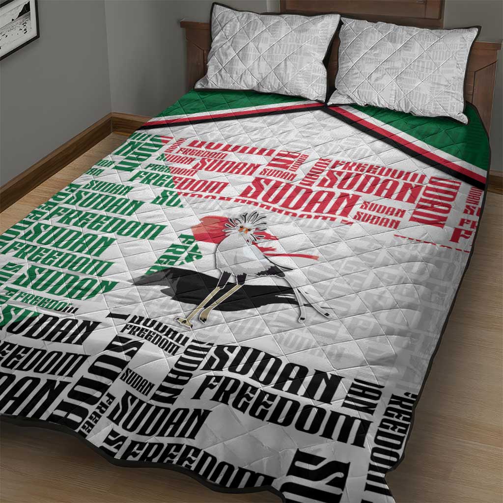 Sudan Quilt Bed Set Secretary Bird With Typography Patterns - Wonder Print Shop