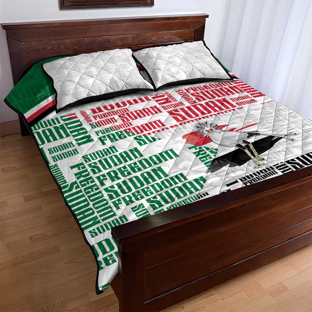 Sudan Quilt Bed Set Secretary Bird With Typography Patterns - Wonder Print Shop