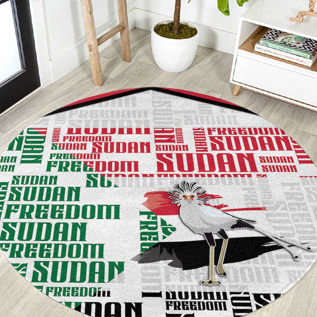 Sudan Round Carpet Secretary Bird With Typography Patterns - Wonder Print Shop