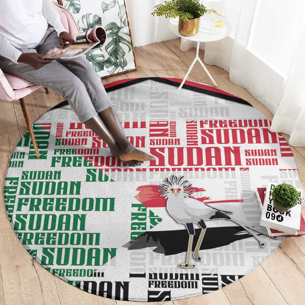 Sudan Round Carpet Secretary Bird With Typography Patterns - Wonder Print Shop