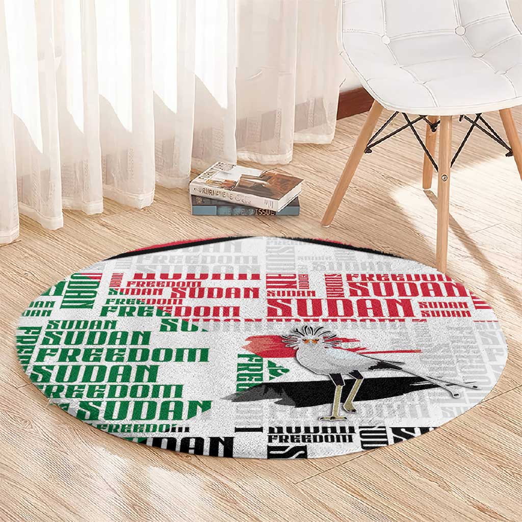 Sudan Round Carpet Secretary Bird With Typography Patterns - Wonder Print Shop