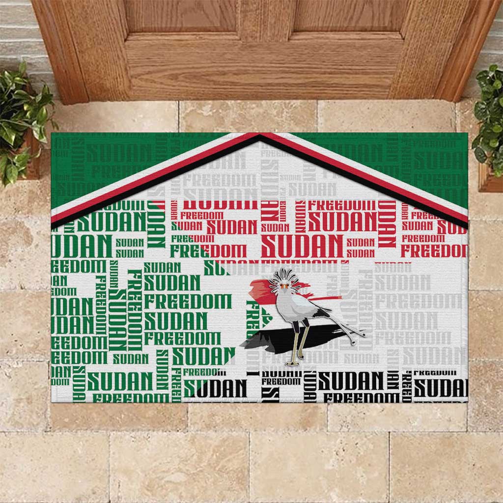 Sudan Rubber Doormat Secretary Bird With Typography Patterns - Wonder Print Shop
