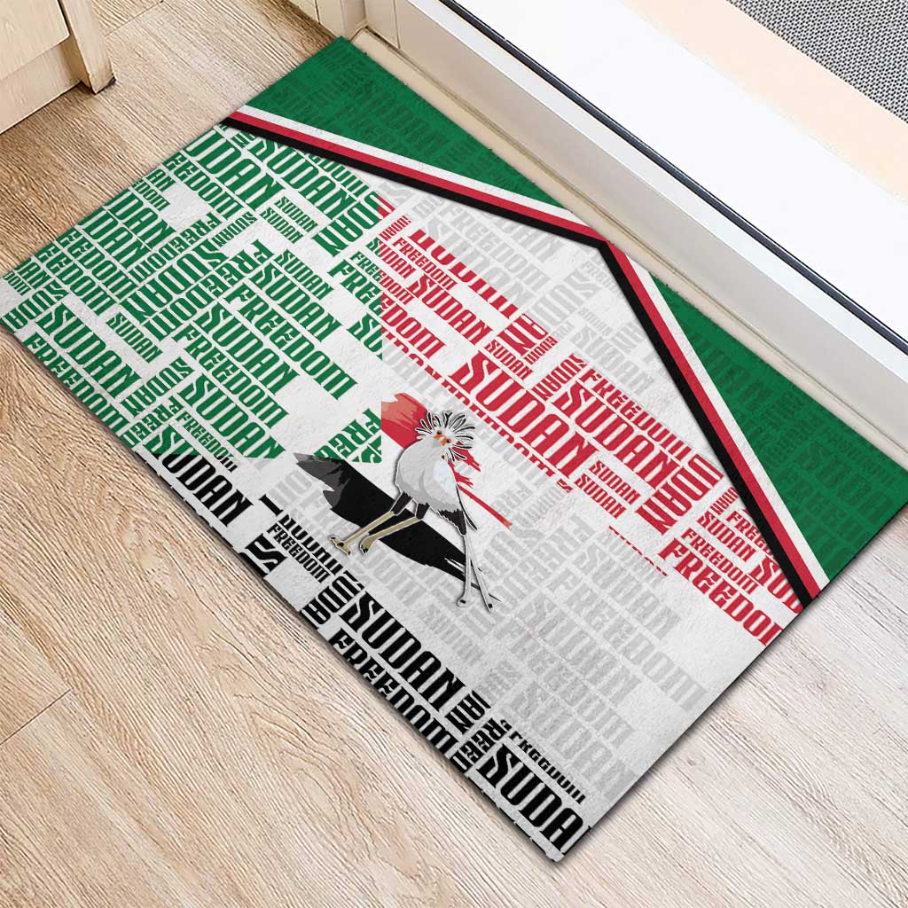 Sudan Rubber Doormat Secretary Bird With Typography Patterns - Wonder Print Shop