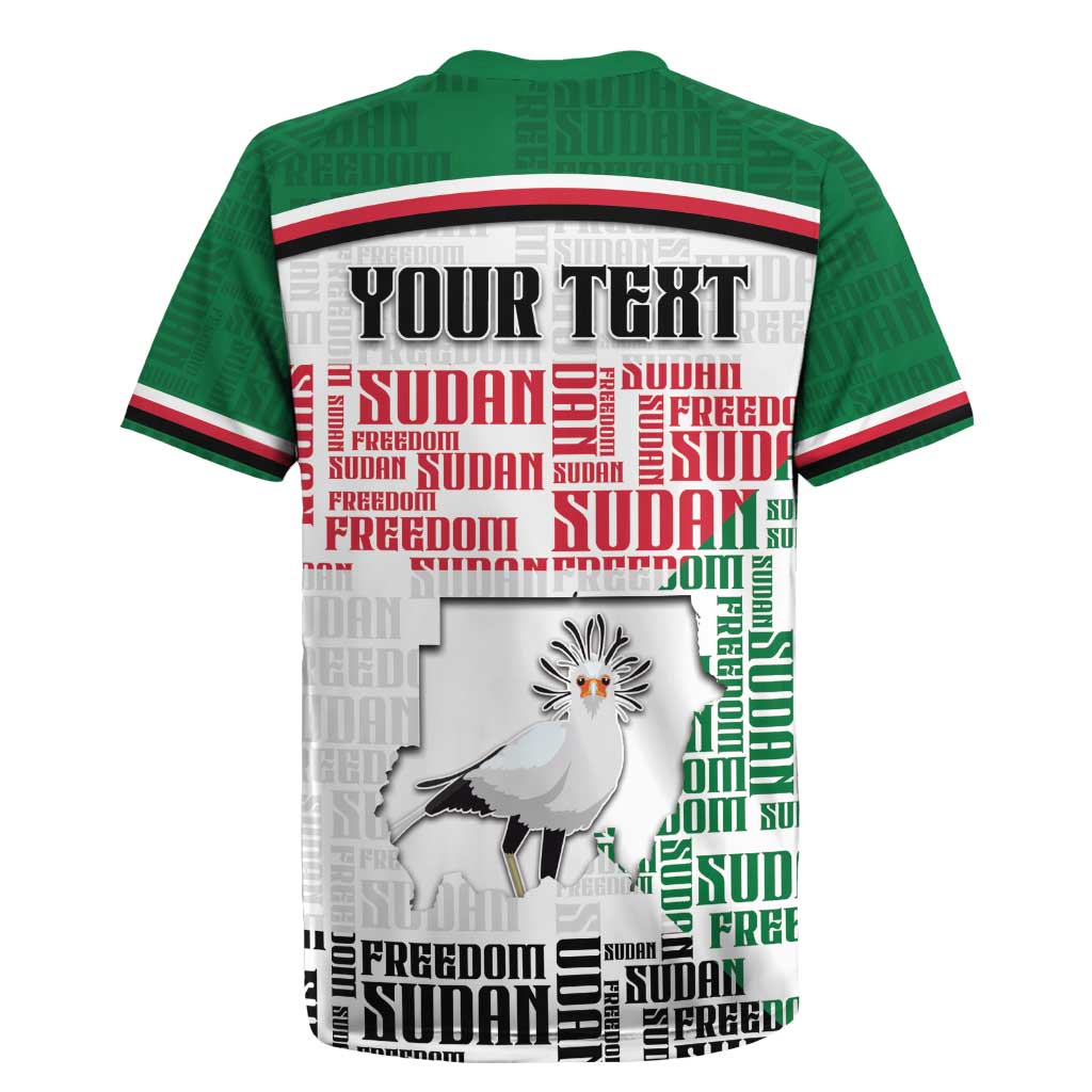 Personalized Sudan Rugby Jersey Secretary Bird With Typography Patterns - Wonder Print Shop