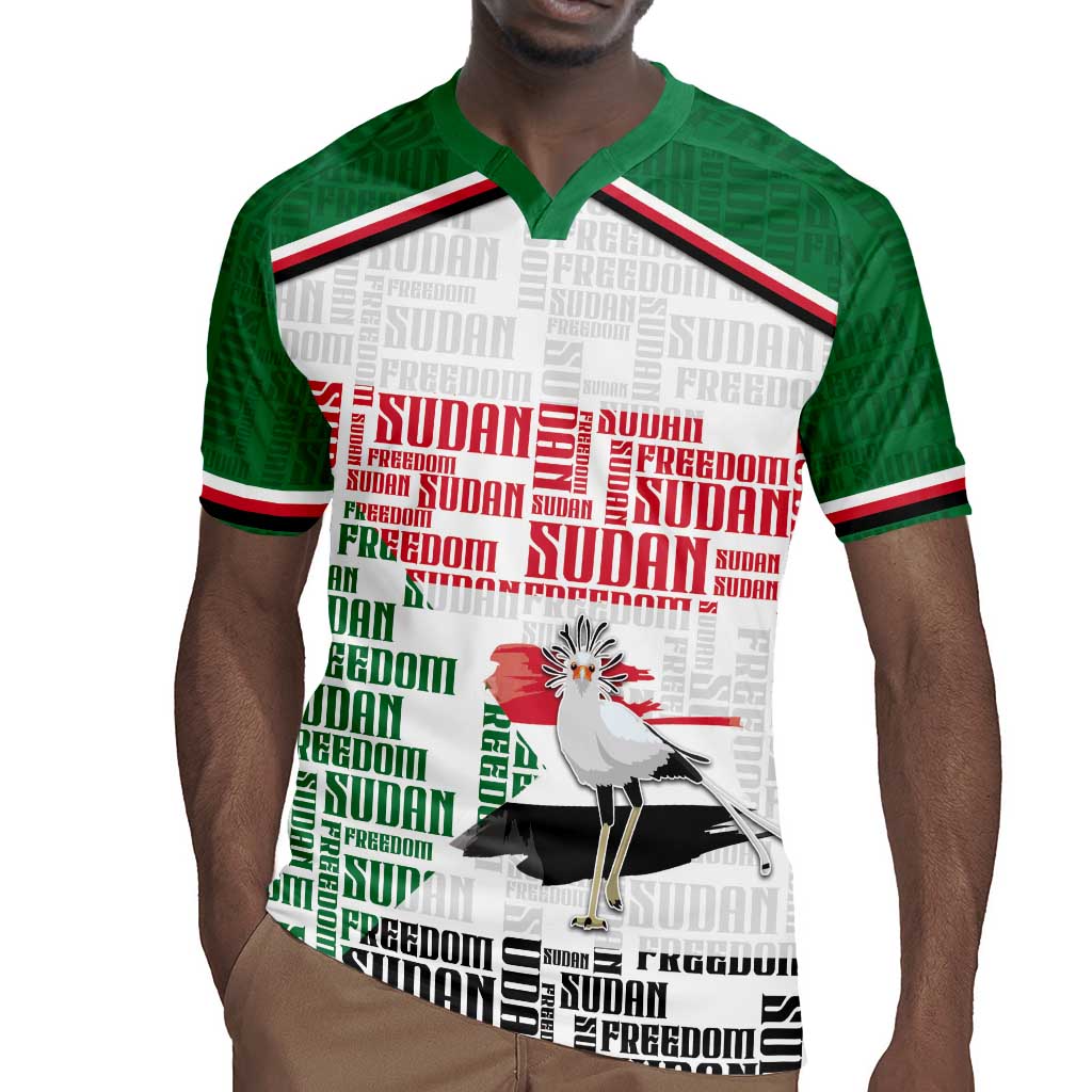 Personalized Sudan Rugby Jersey Secretary Bird With Typography Patterns - Wonder Print Shop