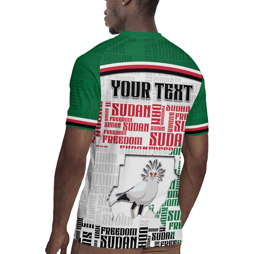 Personalized Sudan Rugby Jersey Secretary Bird With Typography Patterns - Wonder Print Shop