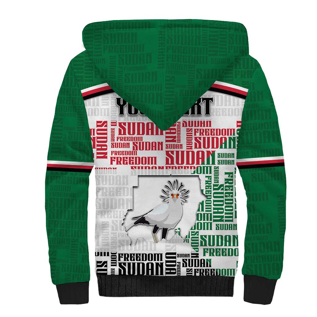 Personalized Sudan Sherpa Hoodie Secretary Bird With Typography Patterns - Wonder Print Shop