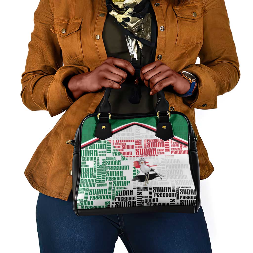 Sudan Shoulder Handbag Secretary Bird With Typography Patterns - Wonder Print Shop