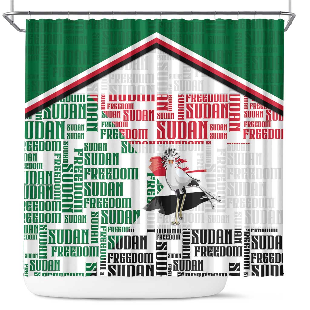 Sudan Shower Curtain Secretary Bird With Typography Patterns - Wonder Print Shop