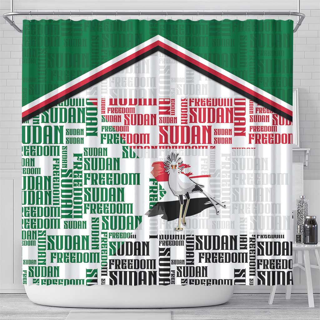 Sudan Shower Curtain Secretary Bird With Typography Patterns - Wonder Print Shop
