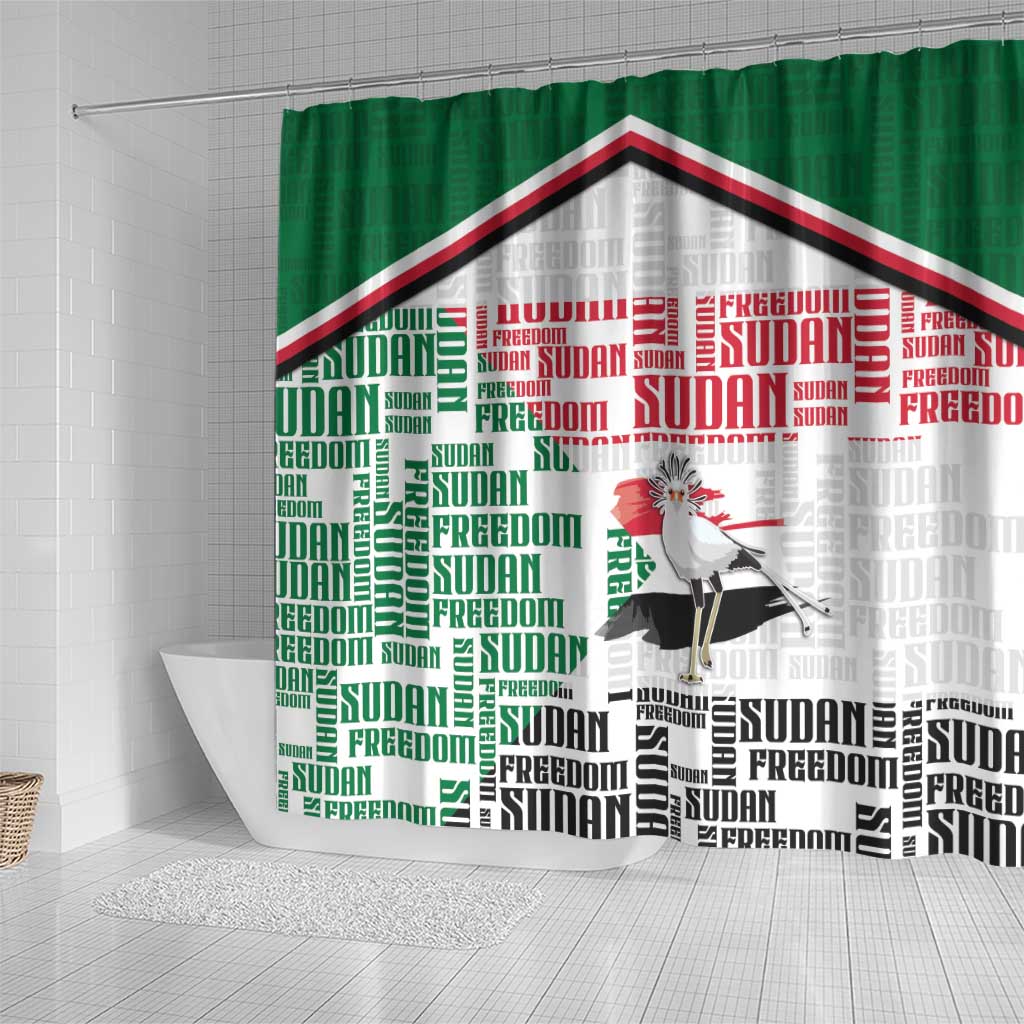 Sudan Shower Curtain Secretary Bird With Typography Patterns - Wonder Print Shop