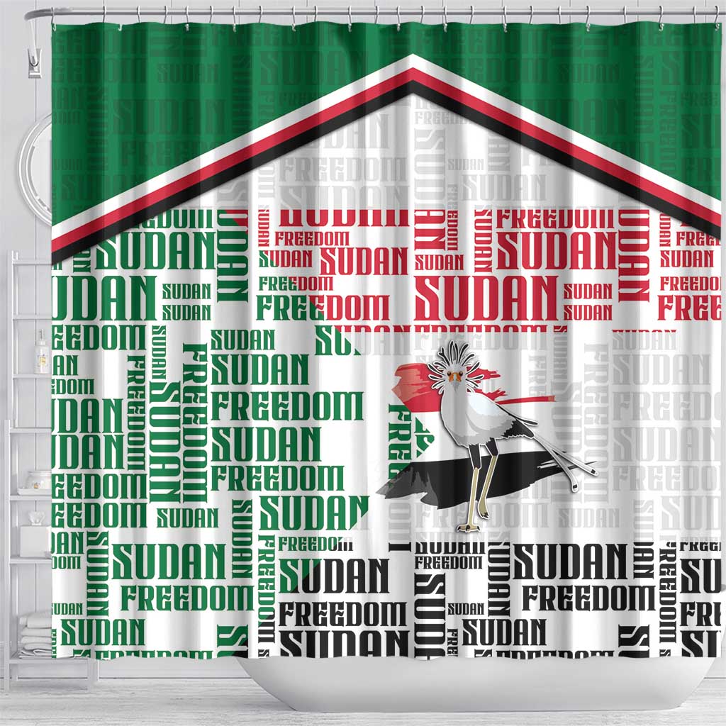Sudan Shower Curtain Secretary Bird With Typography Patterns - Wonder Print Shop