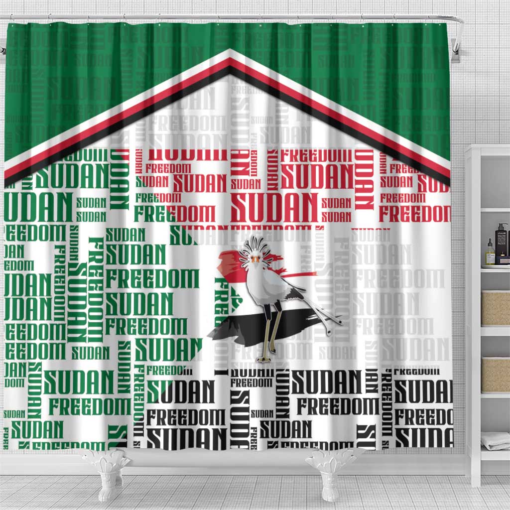 Sudan Shower Curtain Secretary Bird With Typography Patterns - Wonder Print Shop
